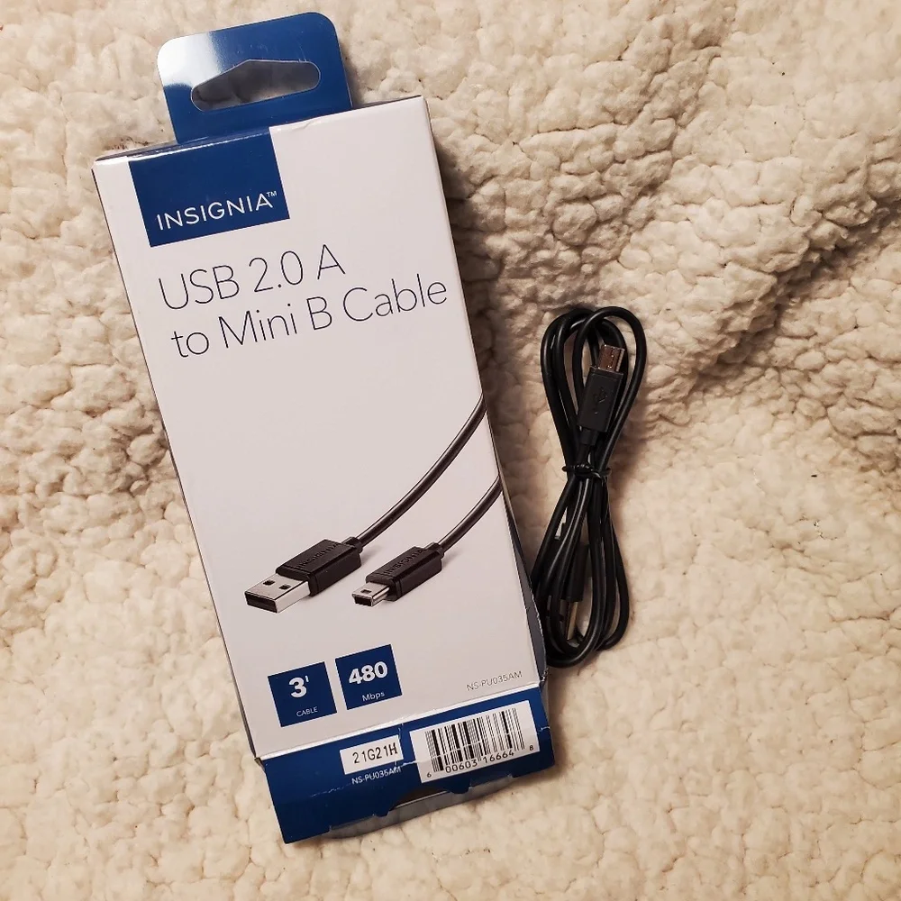 USB 2.0A to Mini B Cable 3' - Picture 1 of 2